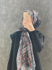 Etro Etnik Desen Pamuk Soft Şal 37631 - Ekru/Turuncu - Organic ScarfsOrganic Scarfs