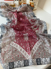 Etro Etnik Desen Pamuk Soft Şal 37631 - Kırmızı/kahve - Organic ScarfsOrganic Scarfs