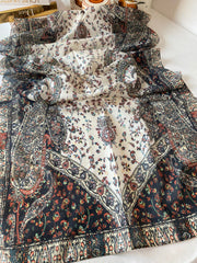 Etro Etnik Desen Pamuk Soft Şal 37631 - Krem/kahve - Organic ScarfsOrganic Scarfs