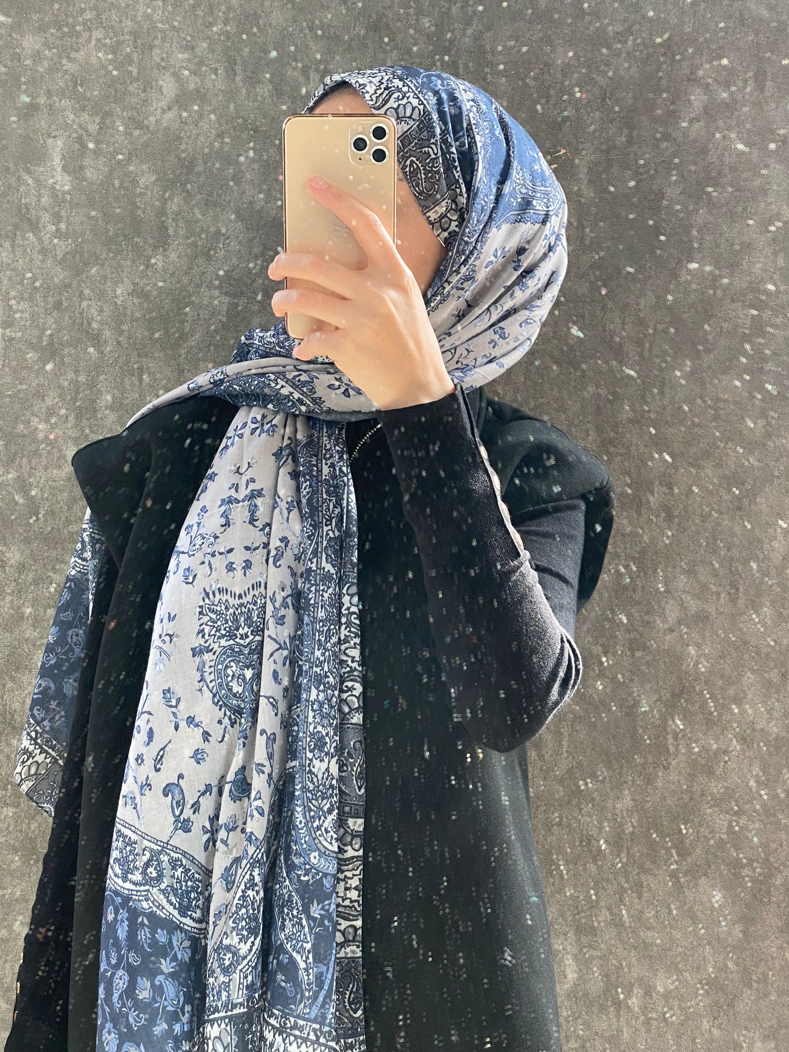 Etro Etnik Desen Pamuk Soft Şal 37631 - Lacivert/Mavi - Organic ScarfsOrganic Scarfs