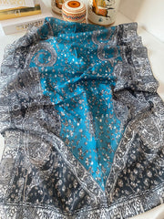 Etro Etnik Desen Pamuk Soft Şal 37631 - mavi/siyah - Organic ScarfsOrganic Scarfs