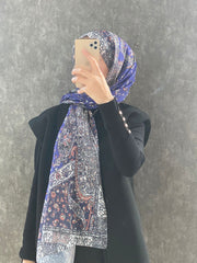 Etro Etnik Desen Pamuk Soft Şal 37631 - Morcivert - Organic ScarfsOrganic Scarfs