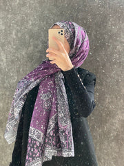 Etro Etnik Desen Pamuk Soft Şal 37631 - Mor - Organic ScarfsOrganic Scarfs