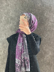 Etro Etnik Desen Pamuk Soft Şal 37631 - Mor - Organic ScarfsOrganic Scarfs