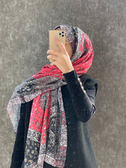 Etro Etnik Desen Pamuk Soft Şal 37631 - Pembe - Organic ScarfsOrganic Scarfs