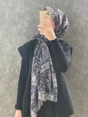 Etro Etnik Desen Pamuk Soft Şal 37631 - Siyah/Kahve - Organic ScarfsOrganic Scarfs