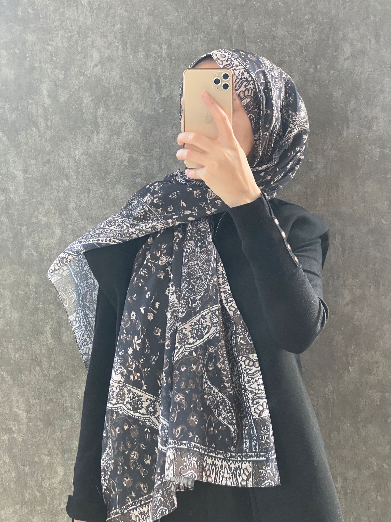 Etro Etnik Desen Pamuk Soft Şal 37631 - Siyah/Kahve - Organic ScarfsOrganic Scarfs