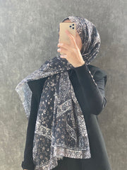 Etro Etnik Desen Pamuk Soft Şal 37631 - Siyah/Kahve - Organic ScarfsOrganic Scarfs
