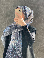 Etro Etnik Desen Pamuk Soft Şal 37631 - Siyah/Lila - Organic ScarfsOrganic Scarfs