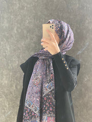 Etro Etnik Desen Pamuk Soft Şal 37631 - Soft Mor/Siyah - Organic ScarfsOrganic Scarfs