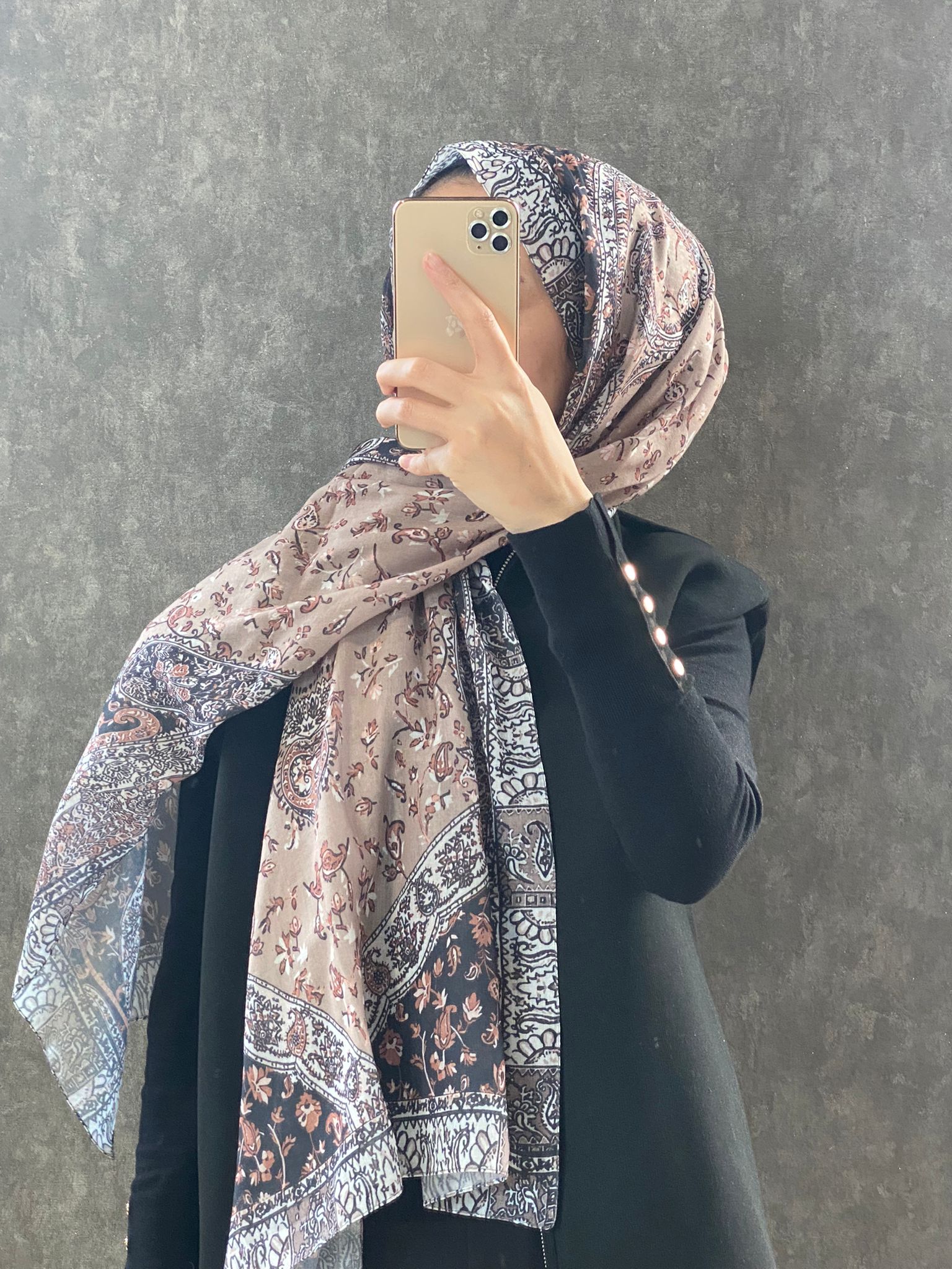 Etro Etnik Desen Pamuk Soft Şal 37631 - Sütlü Kahve - Organic ScarfsOrganic Scarfs