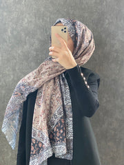 Etro Etnik Desen Pamuk Soft Şal 37631 - Sütlü Kahve - Organic ScarfsOrganic Scarfs