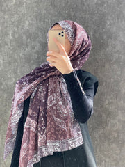 Etro Etnik Desen Pamuk Soft Şal 37631 - Vişne - Organic ScarfsOrganic Scarfs