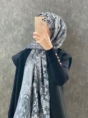 Etro Etnik Desen Pamuk Soft Şal 38630 - Antrasit - Organic ScarfsOrganic Scarfs