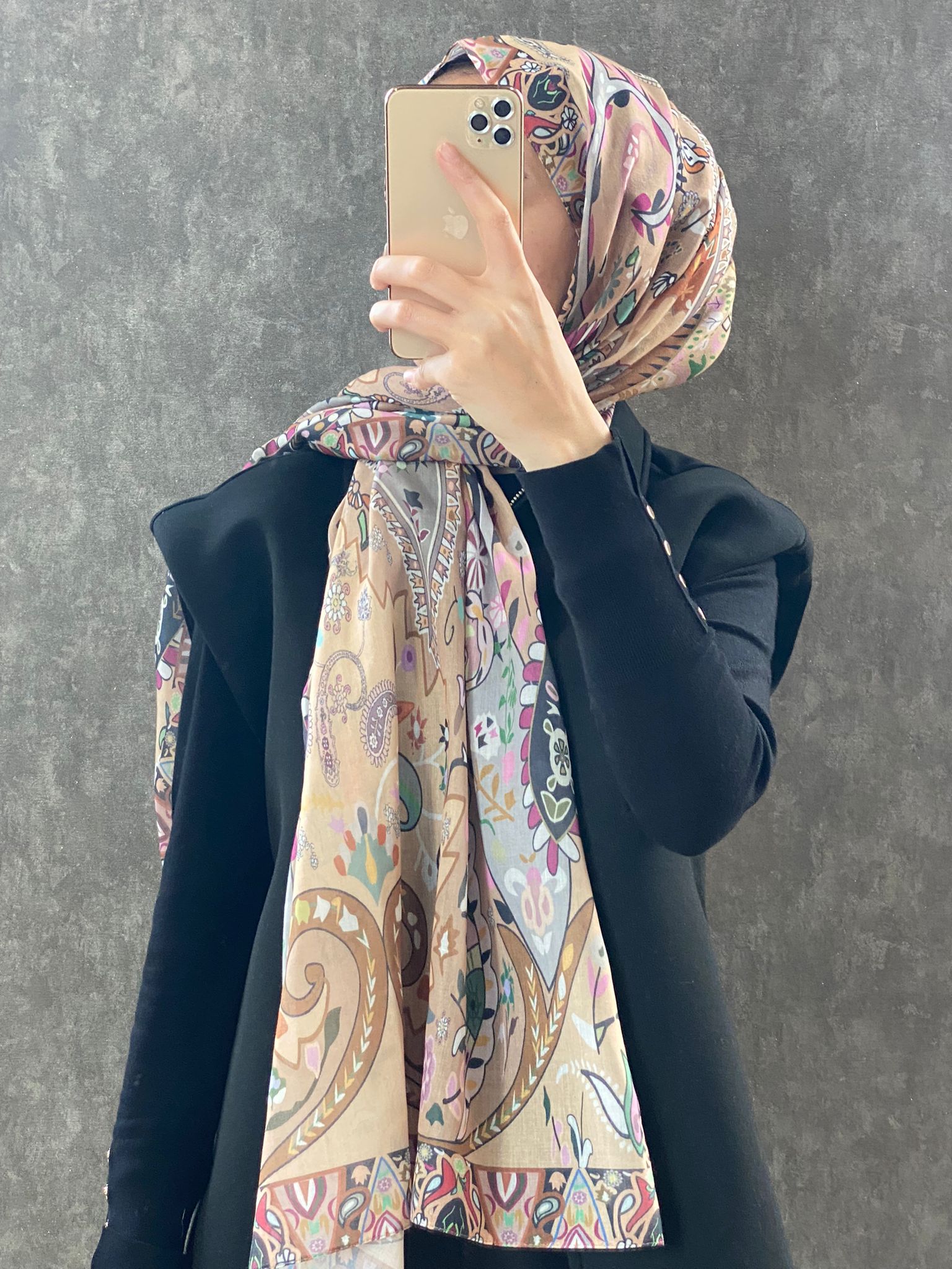 Etro Etnik Desen Pamuk Soft Şal 38630 - Camel - Organic ScarfsOrganic Scarfs
