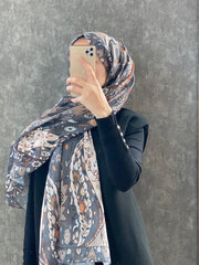 Etro Etnik Desen Pamuk Soft Şal 38630 - Gri - Organic ScarfsOrganic Scarfs