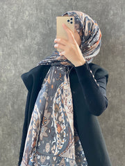 Etro Etnik Desen Pamuk Soft Şal 38630 - Gri - Organic ScarfsOrganic Scarfs