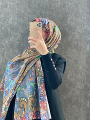 Etro Etnik Desen Pamuk Soft Şal 38630 - İndigo - Organic ScarfsOrganic Scarfs