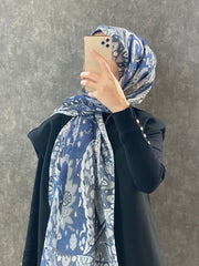 Etro Etnik Desen Pamuk Soft Şal 38630 - Lacivert - Organic ScarfsOrganic Scarfs