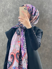 Etro Etnik Desen Pamuk Soft Şal 38630 - Lila - Organic ScarfsOrganic Scarfs