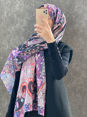 Etro Etnik Desen Pamuk Soft Şal 38630 - Lila - Organic ScarfsOrganic Scarfs