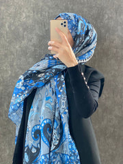 Etro Etnik Desen Pamuk Soft Şal 38630 - Mavi - Organic ScarfsOrganic Scarfs