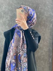 Etro Etnik Desen Pamuk Soft Şal 38630 - Morcivert - Organic ScarfsOrganic Scarfs