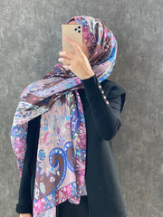 Etro Etnik Desen Pamuk Soft Şal 38630 - Soft Pembe/Saks - Organic ScarfsOrganic Scarfs