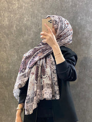 Etro Etnik Desen Pamuk Soft Şal - 852085 - ekru/kahve - Organic ScarfsOrganic Scarfs