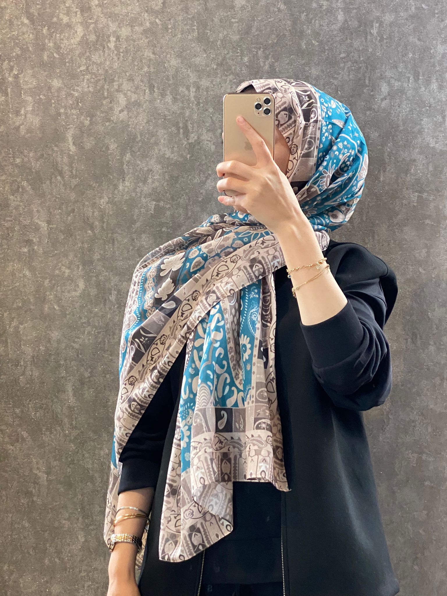 Etro Etnik Desen Pamuk Soft Şal - 852085 - ekru/mavi - Organic ScarfsOrganic Scarfs