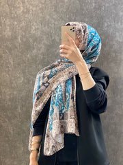 Etro Etnik Desen Pamuk Soft Şal - 852085 - ekru/mavi - Organic ScarfsOrganic Scarfs