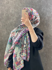 Etro Etnik Desen Pamuk Soft Şal - 852085 - ekru - Organic ScarfsOrganic Scarfs