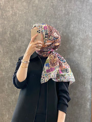 Etro Etnik Desen Pamuk Soft Şal - 852085 kahve/turuncu - Organic ScarfsOrganic Scarfs