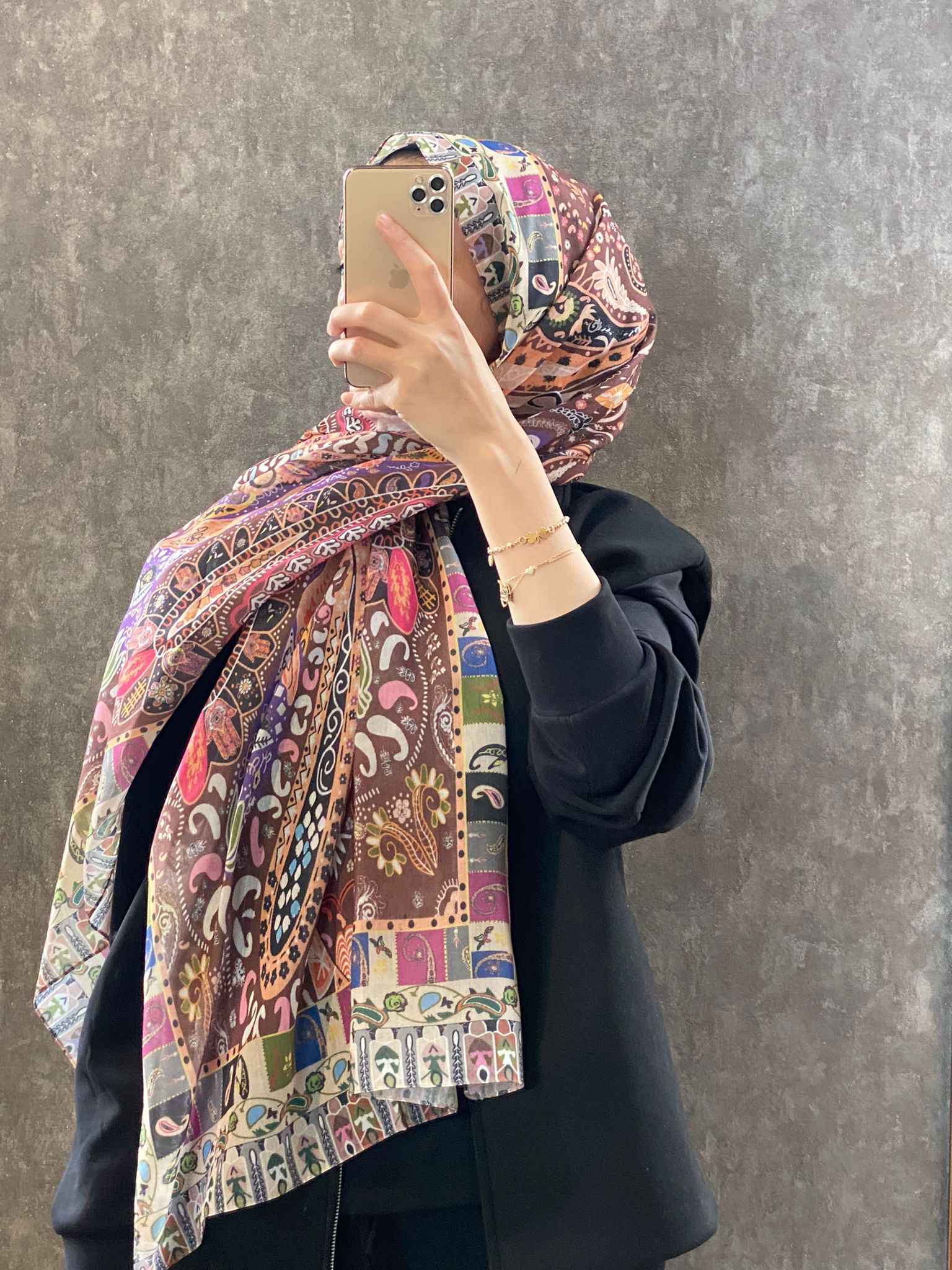 Etro Etnik Desen Pamuk Soft Şal - 852085 kahve/turuncu - Organic ScarfsOrganic Scarfs