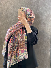 Etro Etnik Desen Pamuk Soft Şal - 852085 kahve/turuncu - Organic ScarfsOrganic Scarfs