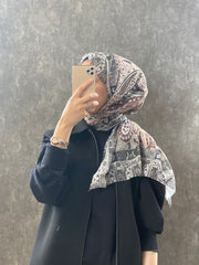 Etro Etnik Desen Pamuk Soft Şal - 852085 - krem/kahve - Organic ScarfsOrganic Scarfs