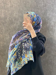 Etro Etnik Desen Pamuk Soft Şal - 852085 - lacivert - Organic ScarfsOrganic Scarfs