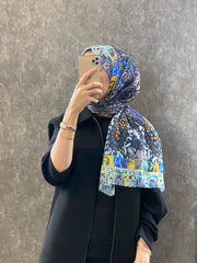 Etro Etnik Desen Pamuk Soft Şal - 852085 - lacivert - Organic ScarfsOrganic Scarfs