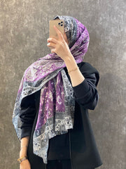 Etro Etnik Desen Pamuk Soft Şal - 852085 - leylak - Organic ScarfsOrganic Scarfs