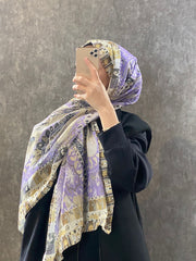 Etro Etnik Desen Pamuk Soft Şal - 852085 - lila - Organic ScarfsOrganic Scarfs