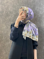 Etro Etnik Desen Pamuk Soft Şal - 852085 - lila - Organic ScarfsOrganic Scarfs