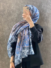Etro Etnik Desen Pamuk Soft Şal - 852085 - mavi - Organic ScarfsOrganic Scarfs