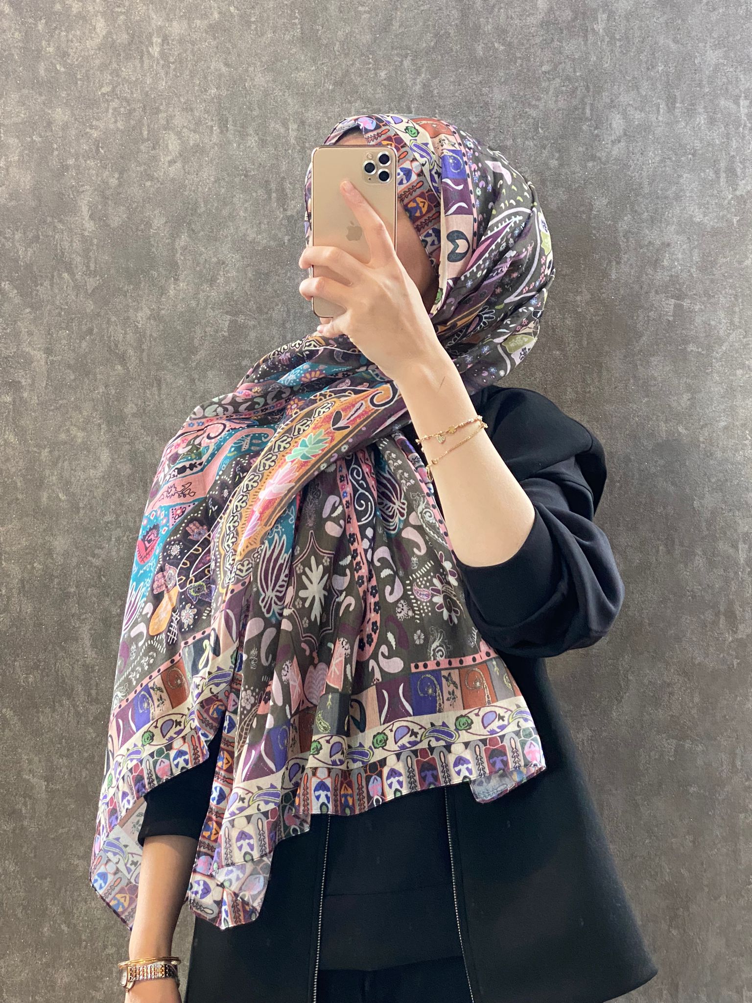 Etro Etnik Desen Pamuk Soft Şal - 852085 - mocha/pembe - Organic ScarfsOrganic Scarfs