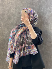 Etro Etnik Desen Pamuk Soft Şal - 852085 - mocha/pembe - Organic ScarfsOrganic Scarfs