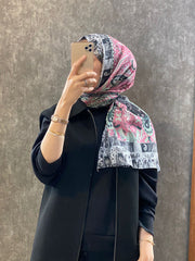 Etro Etnik Desen Pamuk Soft Şal - 852085 - pembe/gri - Organic ScarfsOrganic Scarfs