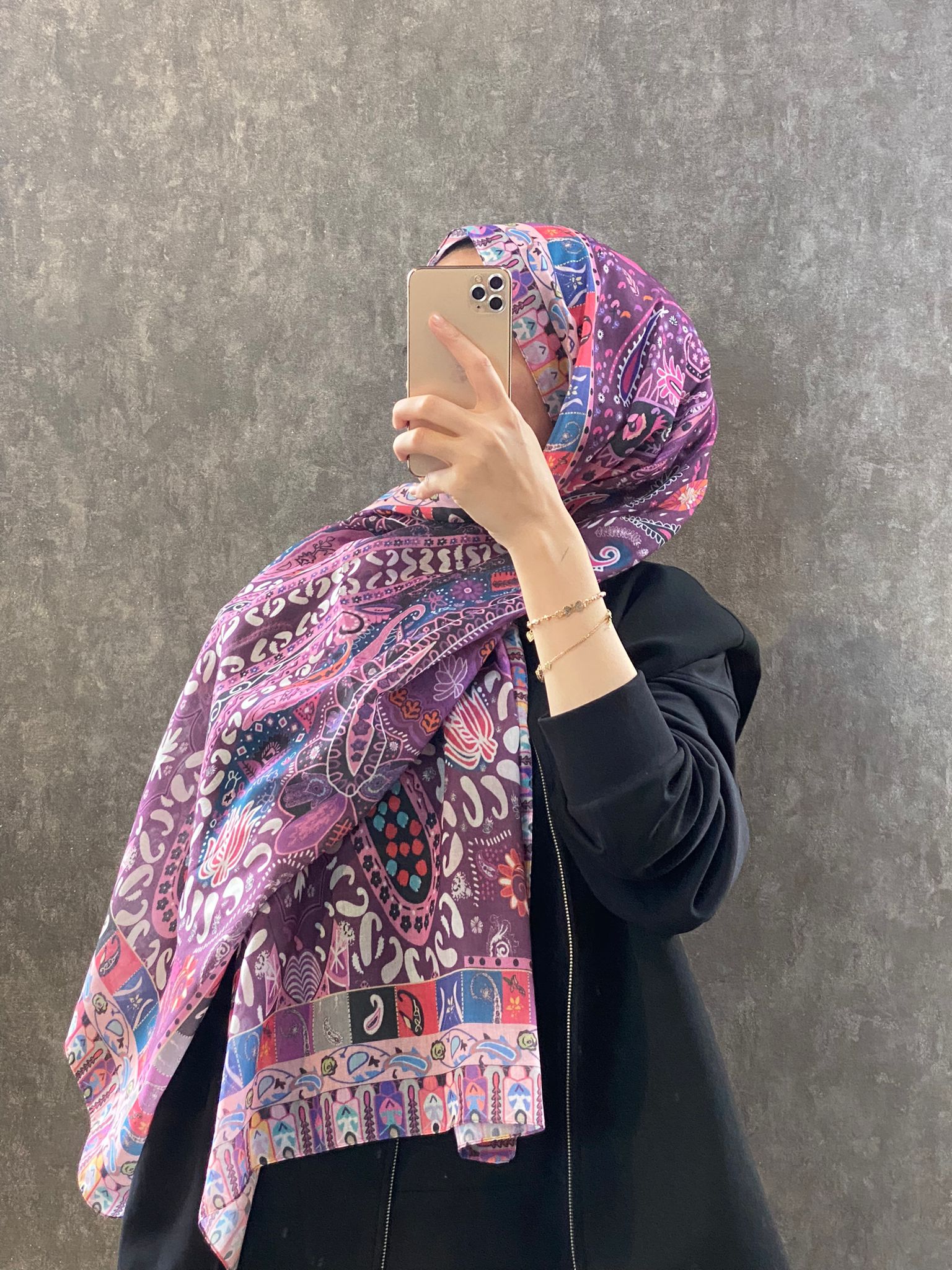 Etro Etnik Desen Pamuk Soft Şal - 852085 - pembe/mürdüm - Organic ScarfsOrganic Scarfs