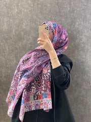 Etro Etnik Desen Pamuk Soft Şal - 852085 - pembe/mürdüm - Organic ScarfsOrganic Scarfs