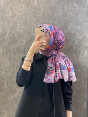 Etro Etnik Desen Pamuk Soft Şal - 852085 - pembe/mürdüm - Organic ScarfsOrganic Scarfs