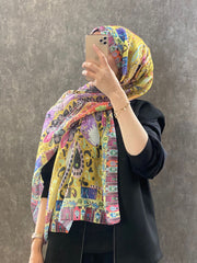 Etro Etnik Desen Pamuk Soft Şal - 852085 - sarı - Organic ScarfsOrganic Scarfs