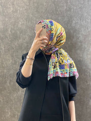 Etro Etnik Desen Pamuk Soft Şal - 852085 - sarı - Organic ScarfsOrganic Scarfs